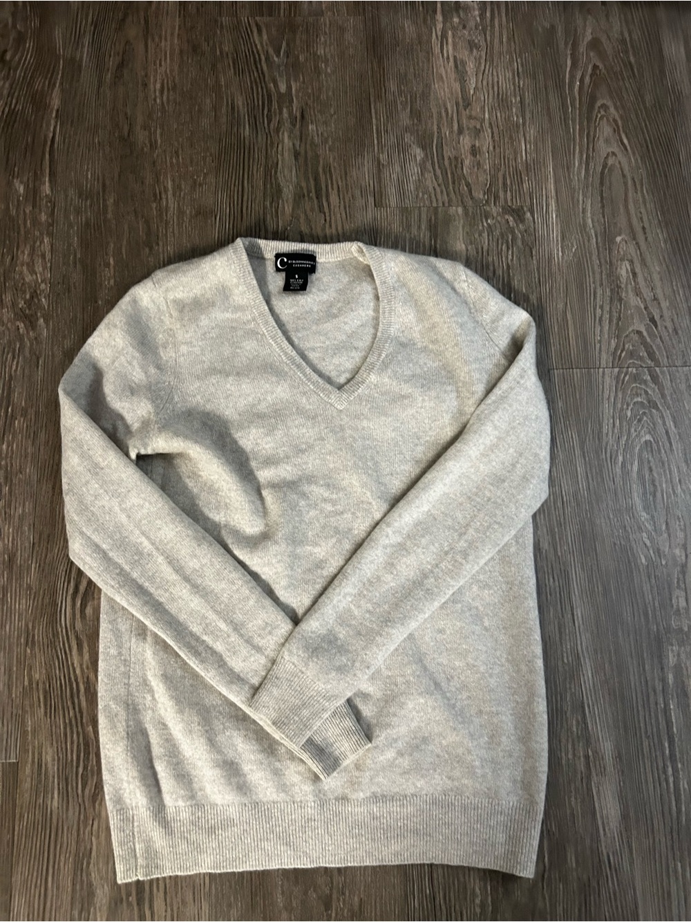 Croft & Barrow Light Gray V-Neck Cashmere-Blend Sweater
